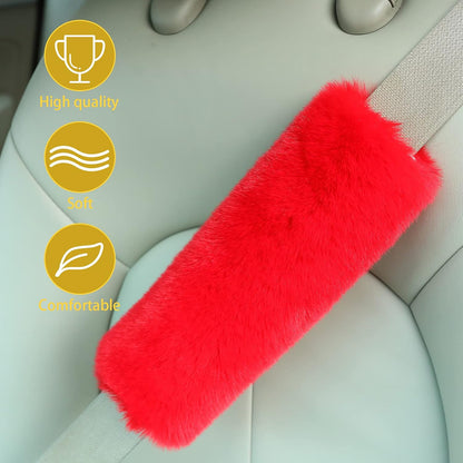 Boao 4 Pack Faux Sheepskin Car Seat Belt Pads Seatbelt Protector Soft Seat Belt Shoulder Strap Cover Comfort Harness Pad(Black, 9.9 Inch)