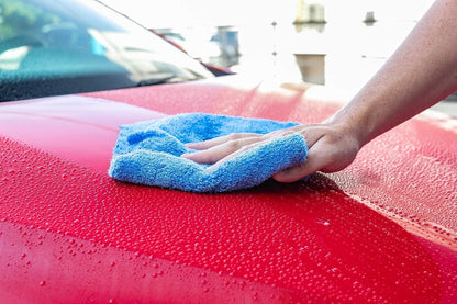 The Rag Company - Eagle Edgeless 500 (4-Pack) Professional Korean 70/30 Blend Super Plush Microfiber Detailing Towels, 500GSM, 16in x 16in, Blue
