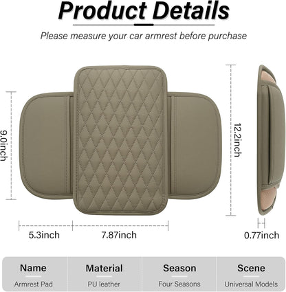 Amiss Car Center Console Cover, Upgraded Leather Car Armrest Cushion with 2 Storage Pockets, Universal Waterproof Cushion Pad, Non-Slip Car Interior Accessories, Fits Most Sedans SUVs Trucks (Black)