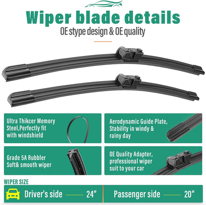 26" 16" 11" Windshield Wiper Blades Replacement for Chevrolet Chevy Trax 2024 2025 2026 Premium All Weather Front Rear Wipers Set - OEM Quality (Pack of 3) - Colors D
