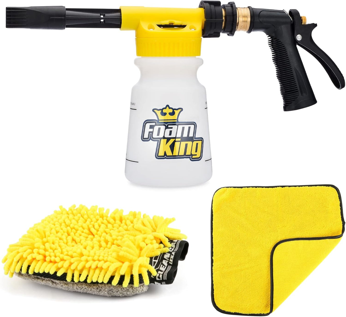 Foam King Car Wash Foam Gun, Foam Cannon for Hose Garden - The King of Suds - Ultimate Scratch Free Cleaning Car Soap Sprayer - Snow Foaming Blaster Fits all Garden Hose