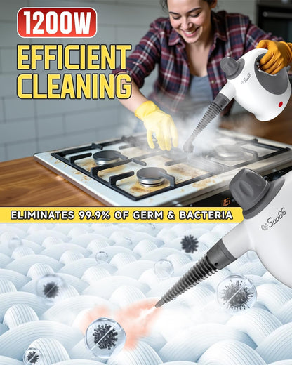 Handheld Steam Cleaner with Safety Lock, 500mL Large Tank & 19PCS Accessories - Multi-Surface Deep Cleaning for Kitchen, Bathroom, Car, Sofa - Removes Stubborn Grime, Sanitizes Surfaces (White)