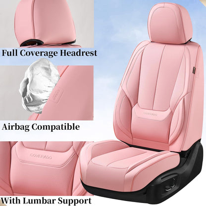 Coverado Seat Covers Full Set, Black Seat Covers for Cars 5 Seats, Car Seat Protector, Waterproof Nappa Leather Car Seat Cushion, Front and Rear Car Seat Cover Fit for Most Sedans SUV Pick-up Truck - Colors A