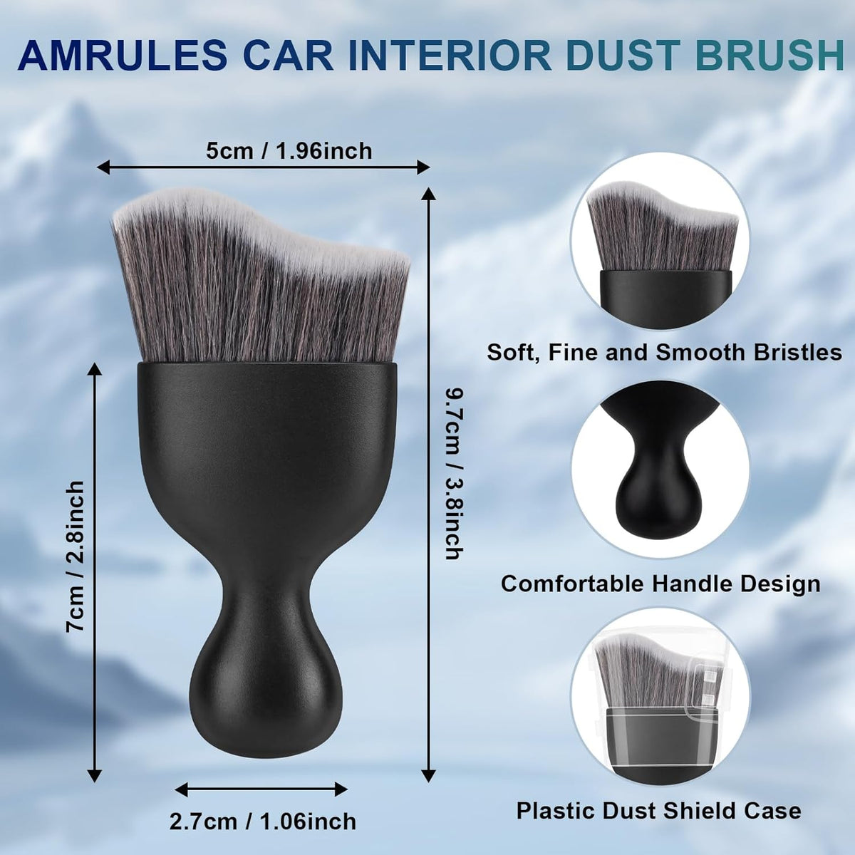 Amrules 2PCS Car Interior Detailing Brush, Auto Car Detailing Brush Dusting Brush, Soft Bristles Car Interior Cleaning Tool for Dashboard Interior, Exterior, Skylight, Leather, Dust Brush, Brown