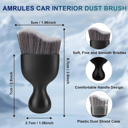 Amrules 2PCS Car Interior Detailing Brush, Auto Car Detailing Brush Dusting Brush, Soft Bristles Car Interior Cleaning Tool for Dashboard Interior, Exterior, Skylight, Leather, Dust Brush, Brown