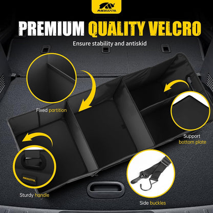 MIKKUPPA Car Trunk Organizer - 70L Collapsible Trunk Organizer for Groceries, Car Storage Organizers for SUV Auto Truck Van with Non Slip Bottom (Black)