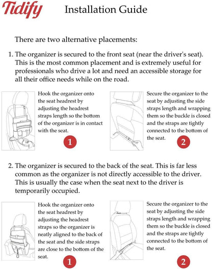 Tidify Car Front Seat Organizer [2025 UPDATED] with Dedicated Tablet and Laptop Storage Stabilizing Side Straps Soft Adjustable Shoulder Strap and Hardened Buckles Your Office Away from Office.