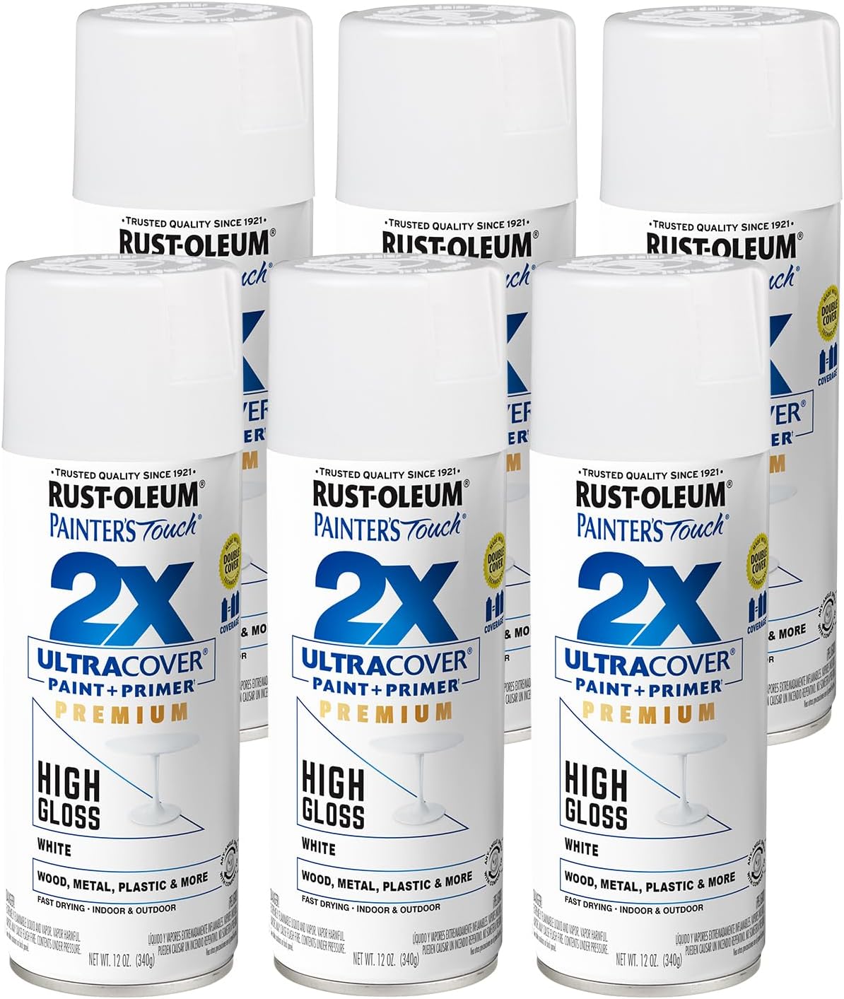 Rust-Oleum 334029 Painter's Touch 2X Ultra Cover Spray Paint, 12 oz, Gloss Clear - Colors F