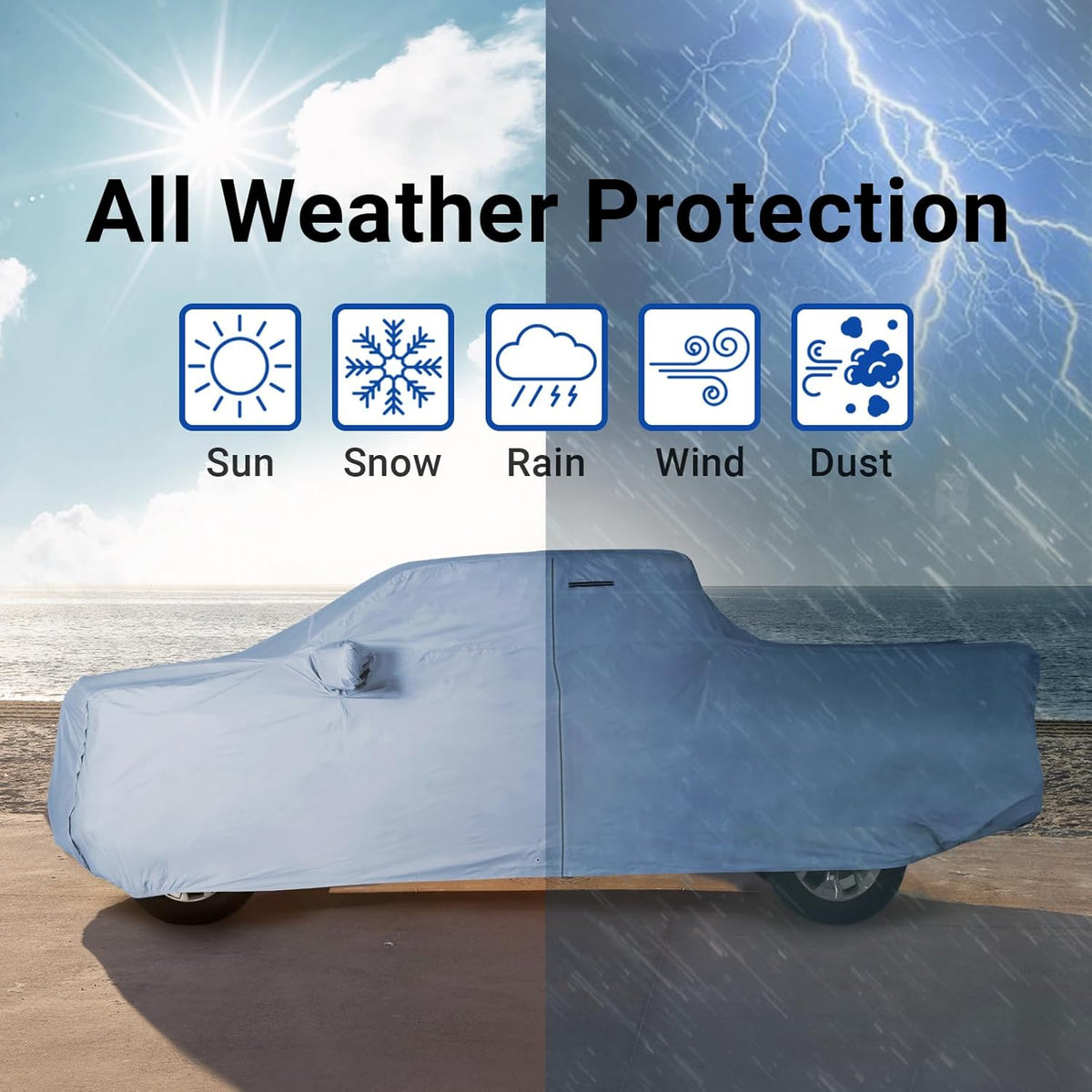iCarCover 15-Layer Car Cover Waterproof All Weather | Premium Quality Car Covers for Automobiles, UV Protection, El Camino, Impala, Bel Air, Monte Carlo, Galaxie, Charger, Size C21 (See Size Chart) - Colors C