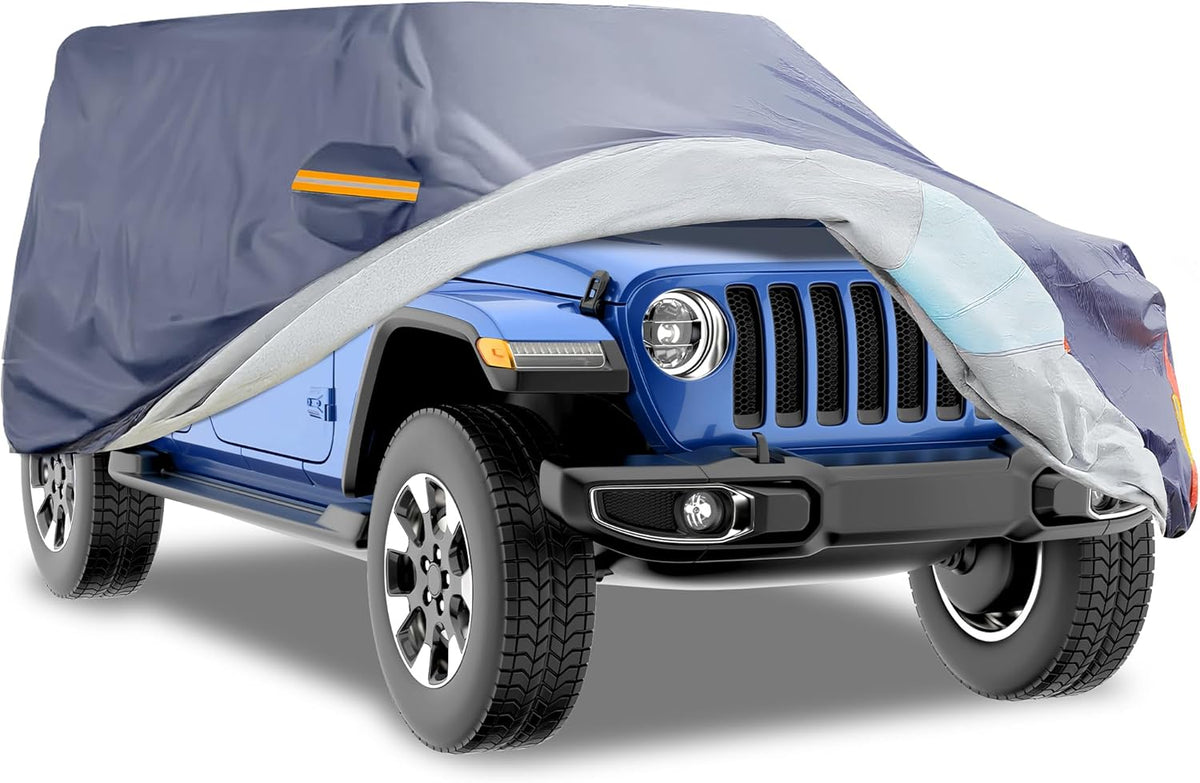 Car Cover Waterproof All Weather for Automobiles, 6 Layers Outdoor Full Exterior Cover Rain Sun UV Snowproof Protection with Zipper Cotton, Mirror Pocket for Sedan (190-195 inch)