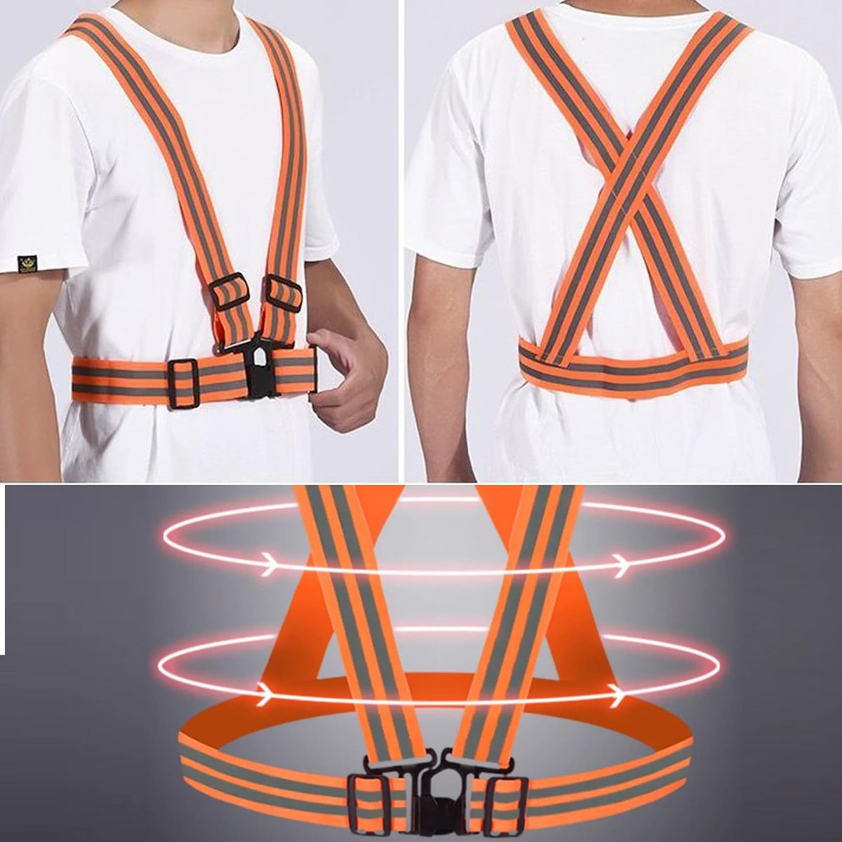 Reflective Safety Vest 2pcs - High Visibility Vest Adjustable Straps for Outdoor Jogging, Cycling, Walking and Riding