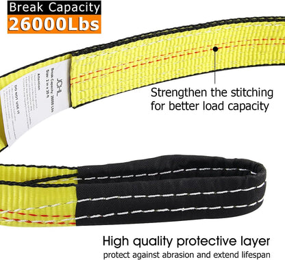 Recovery Tow Strap with Reinforced Loops 2inx20ft Heavy Duty 26,000lb Break Strength Vehicle Recovery Rope for for Car Truck Jeep ATV SUV Reinforced Loops, Protective Sleeves