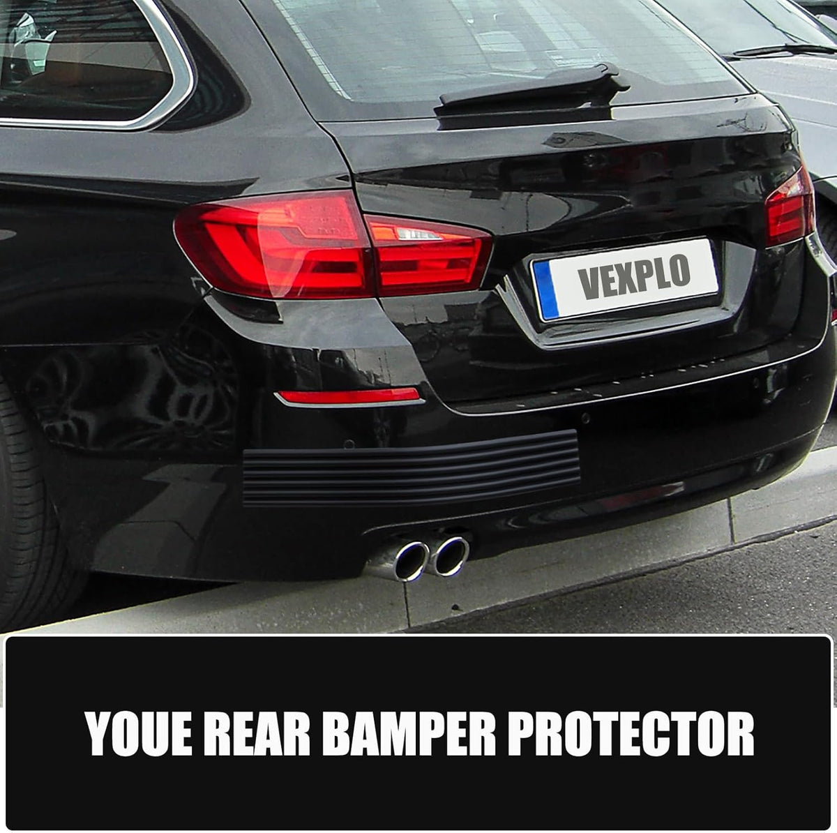 VEXPLO DIY Car Bumper Protector Guard, Strong Self Adhesive Rubber Rear Front Bumper Guard for SUV Cars Trucks, No Residue Anti Scratch & Anti-Colision Car Bumper Guard Accessories- 5 Pack Black