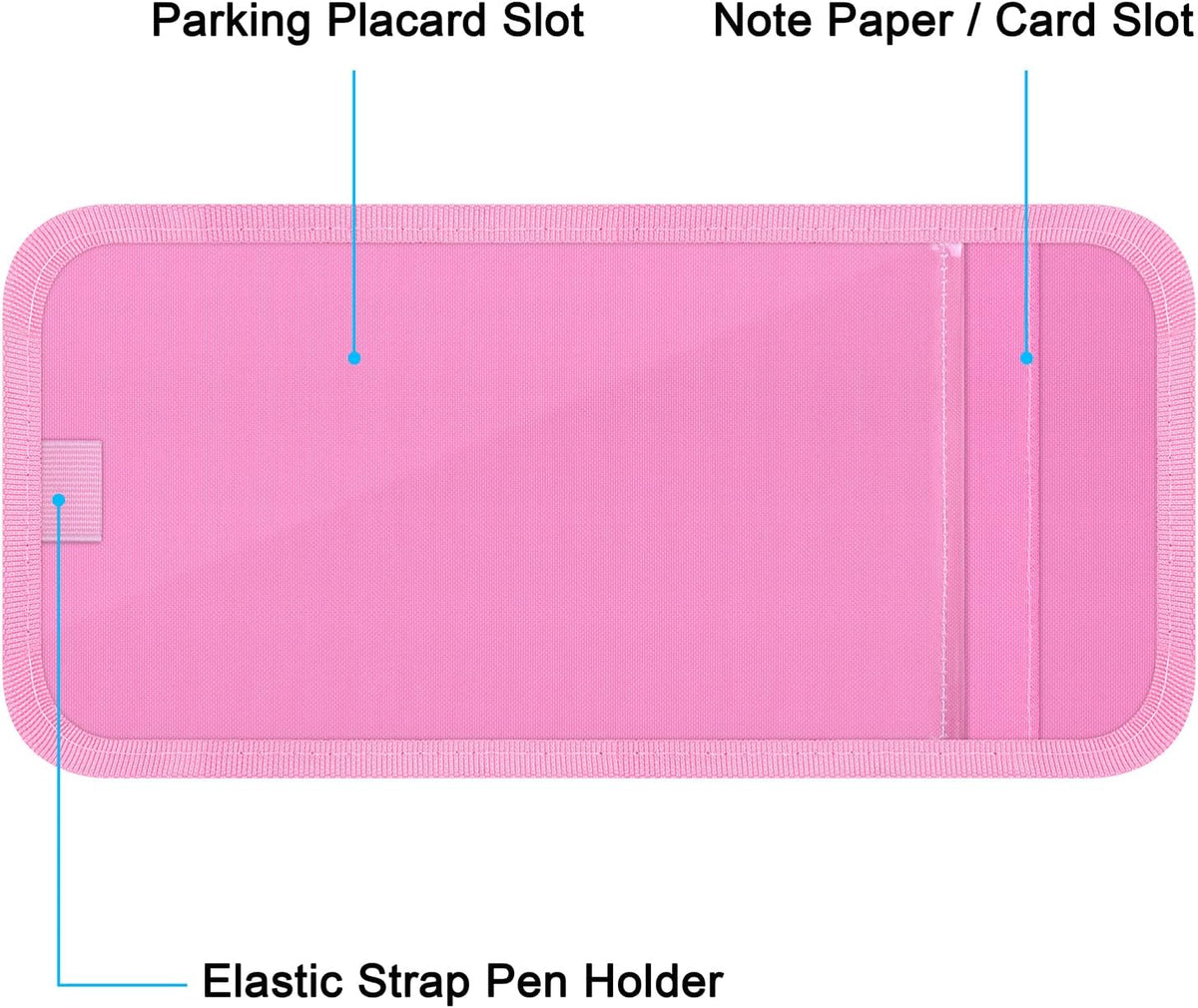 Handicap Placard Holder for Auto, Wisdompro Disabled Parking Permit Sign Protector for Car Sun Visor with Note Paper Slot, Pen Holder and Elastic Strap - Black