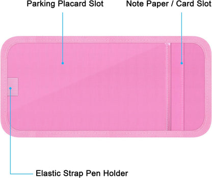 Handicap Placard Holder for Auto, Wisdompro Disabled Parking Permit Sign Protector for Car Sun Visor with Note Paper Slot, Pen Holder and Elastic Strap - Black