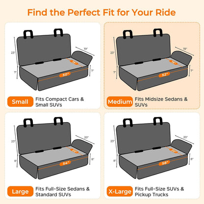 URPOWER Dog Car Seat Cover for Back Seat - Waterproof Non-Slip Car Seat Protector for Dogs Pet, Scratchproof Back Bench Seat Covers for Mid-Size Cars, Mid-Size SUVs, Black