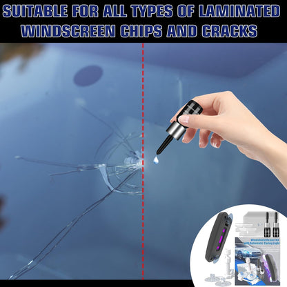 Windshield Repair Kit, 2 PCS Windshield Crack Repair Kit with Suction Cup Curing Light, Automotive Nano Fluid Vehicle Windscreen Tool, Glass Repair Kit for Chips and Cracks Professional ooo(Dark-Blue)