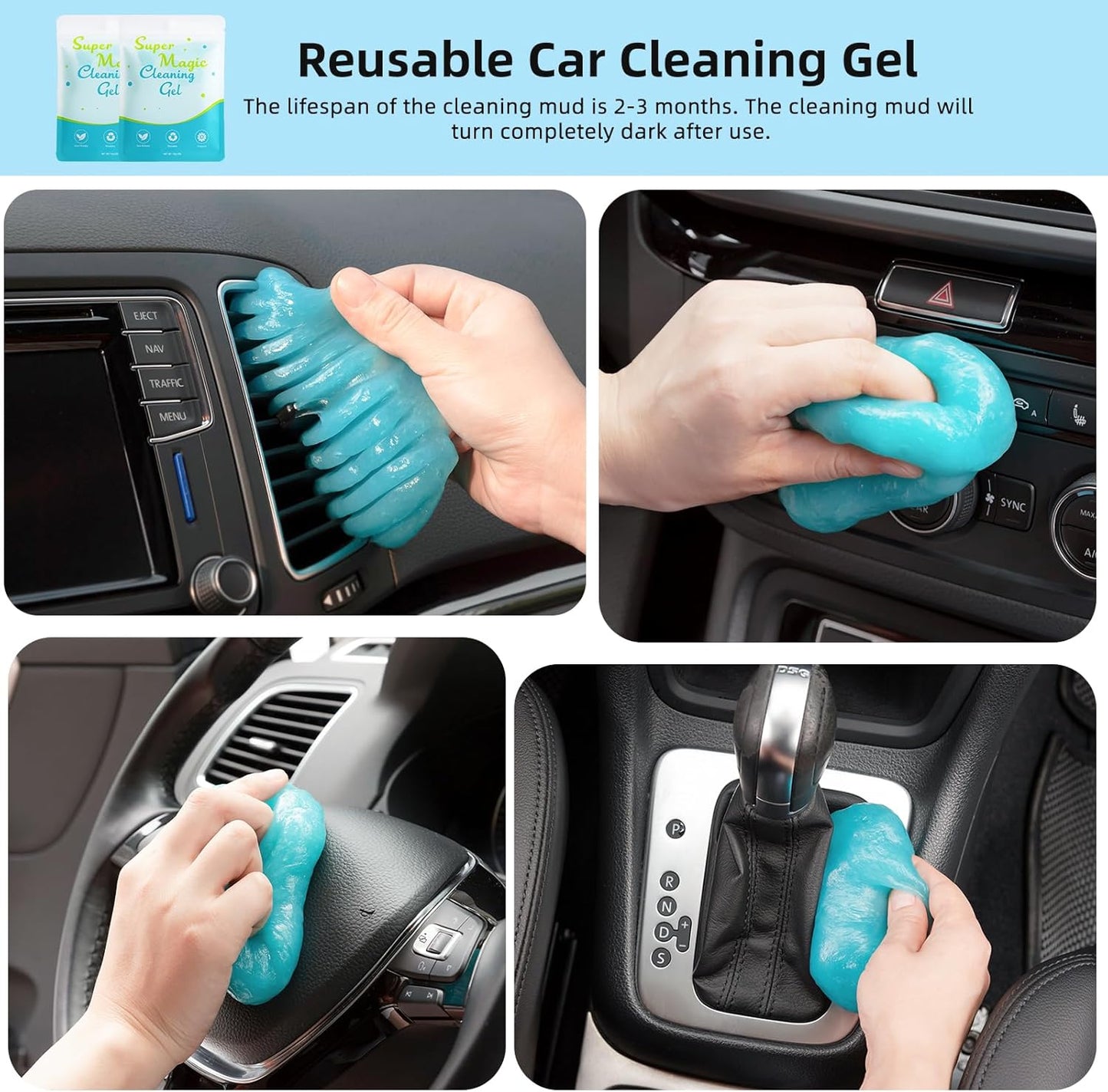 Cleaning Gel for Car Detailing Putty Car Vent Cleaner Goo Cleaning Putty Gel Auto Detailing Tools Car Interior Cleaner Dust Cleaning Mud for Cars Dust Cleaner Slime Keyboard Cleaner Gel (1Pack)