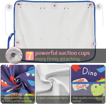 Car Sun Shade Side Window, 2 Pcs Blackout Car Window Shade for Baby Privacy with Storage Net Pockets Auto Curtains 7 Suction Cups for Heat/UV Protection Sun Block Covers