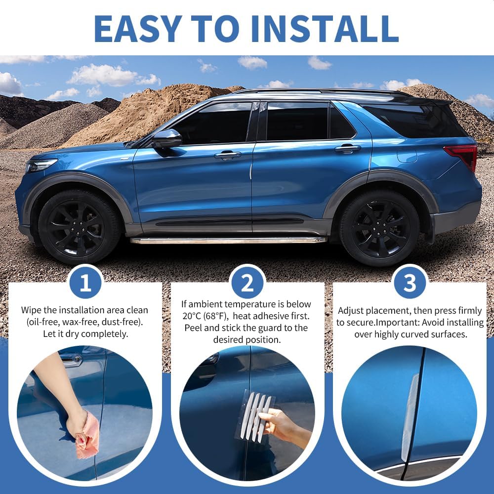 4PCS Car Door Edge Guards Universal 3D Carbon Fiber Texture Anti-Collision Scratch Protector Strips Flexible Silicone Trim with Nano Adhesive for Sedan SUV Truck Black