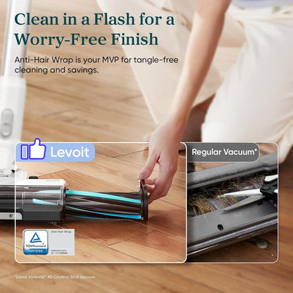LEVOIT Cordless Vacuum Cleaner, Stick Vac with Tangle-Resistant Design, Up to 50 Minutes, Powerful Suction, Rechargeable, Lightweight, and Versatile for Carpet, Hard Floor, Pet Hair, LVAC-200