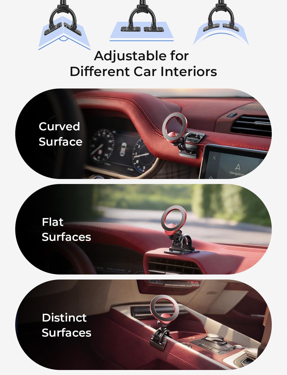 LISEN for MagSafe Car Phone Mount -Strong Magnets Magnetic Phone Holders for Your Car 2-in-1 Vent Dashboard Magnet Cell Phones Holder Mounts Car Accessories Gitfs for Men Women fit iPhone, Black | Dash Accents