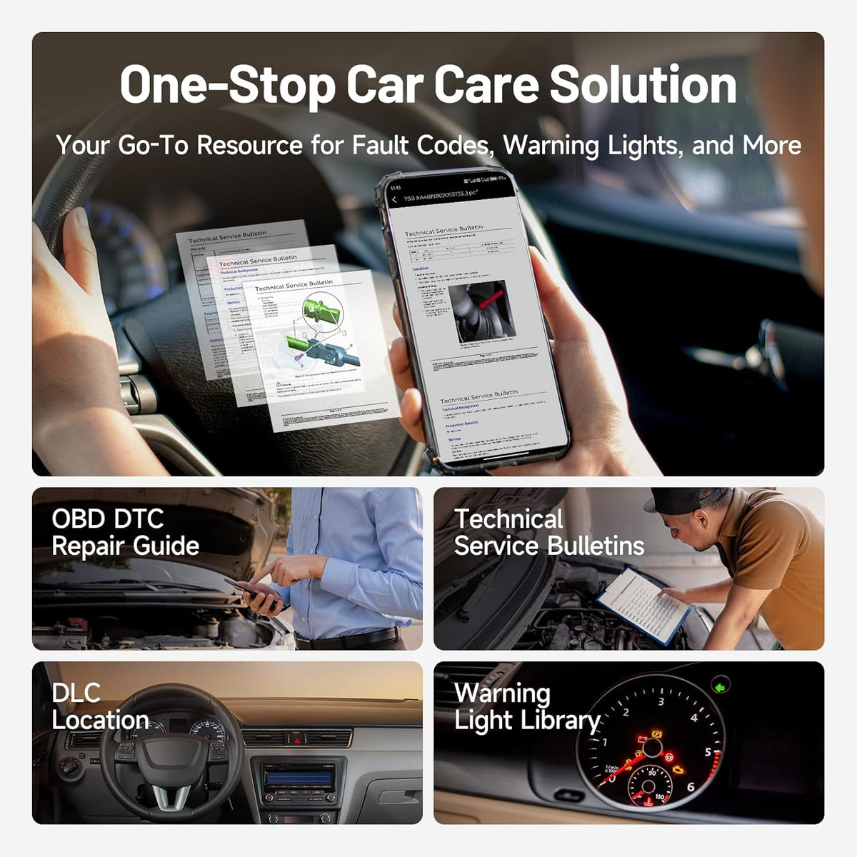 TOPDON Carpal OBD2 Scanner Bluetooth - Scanner for Car, AI-Assisted All System Diagnostic Tool for iOS & Android, Vehicle Health Check, 6 Maintenance Services, Smog Check, Repair Guide