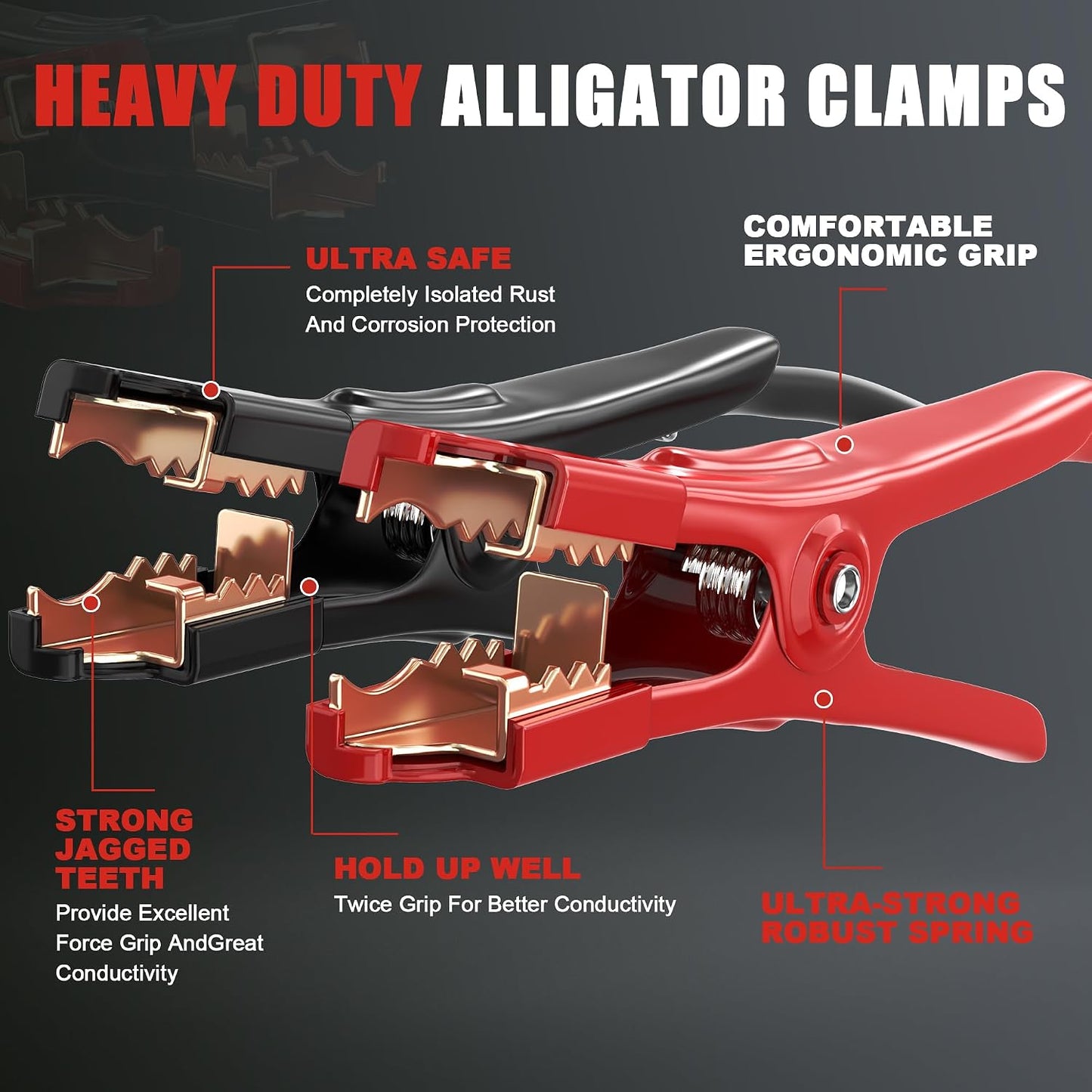 Jumper Cables for Car,8 Gauge 12 Feet Heavy Duty Booster Cable,Quick Connect Automotive Wires with Alligator Clamps,Carrying Bag for Cars Trucks
