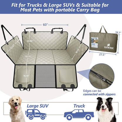 Back Seat Extender for Dogs-Large Space, Dog Car Seat Cover Hard Bottom Holds 420lbs, Sturdy Backseat Extender for Dogs,Upgraded Waterproof Pet Car Bed Dog Hammock for Car, SUV,Truck, Black