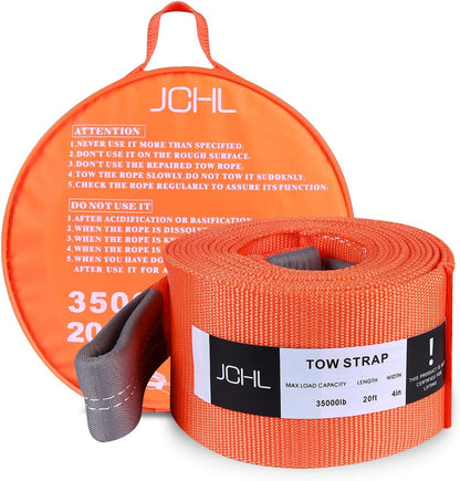 Tow Strap with Hooks 2in X20Ft Recovery Strap 10,000LB Break Strengthened Towing Rope for Towing Vehicles in Roadside Emergency