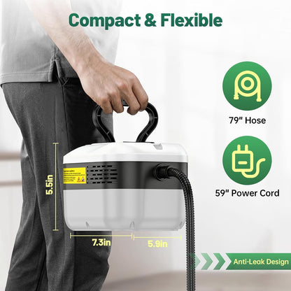 2500W Handheld Steam Cleaner, 15s Fast Heat-Up High Temp Pressurized Steamer, 1.2L Large Tank, Portable Steam Cleaning Machine for Home, Kitchen, Bathroom, Car, Grout & Furniture (Black)