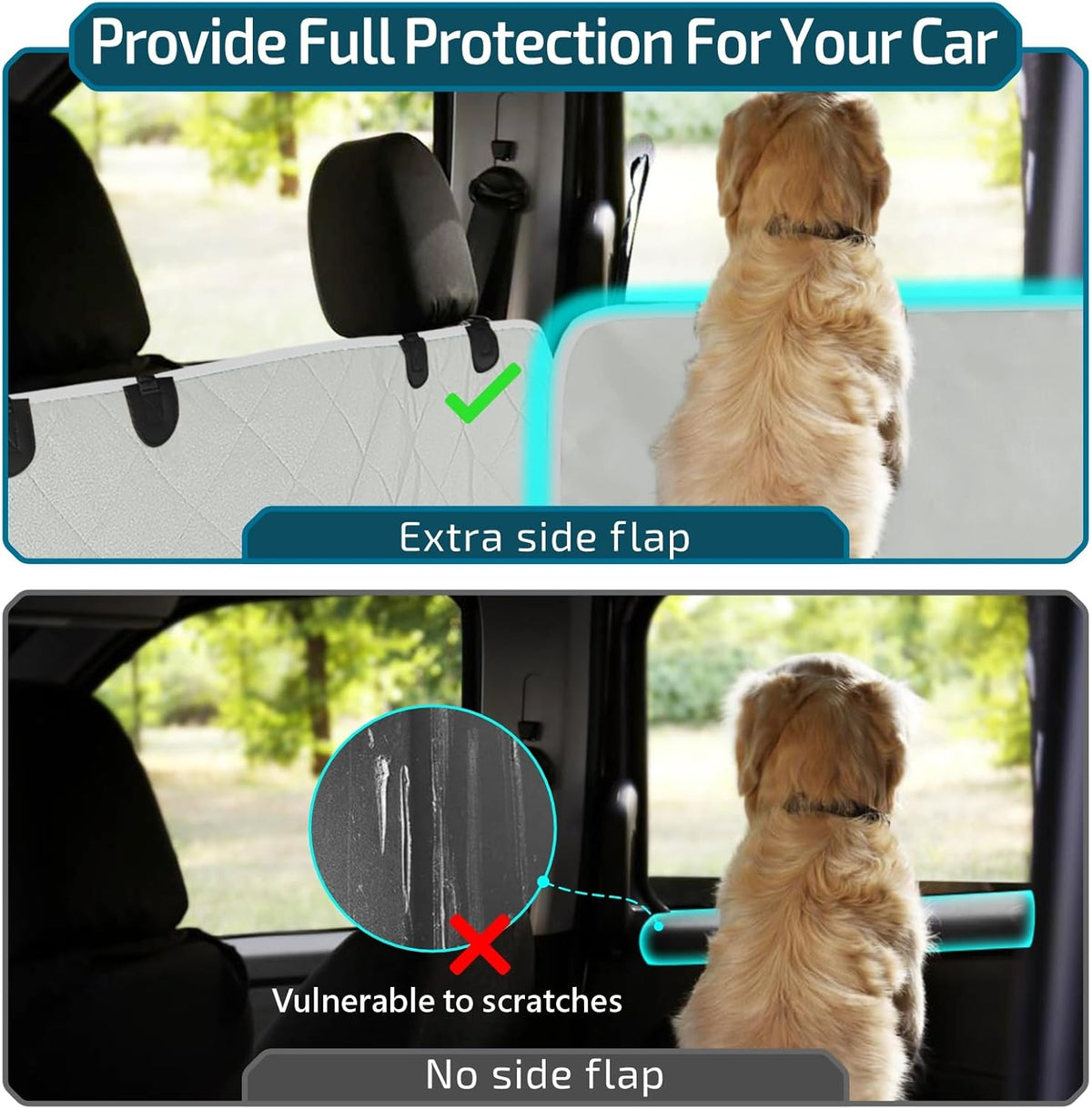 Veckle SUV Cargo Liner for Dogs with Side Flaps, Large (54" x 93") Water Resistant Trunk Cover, Non-Slip Pet Area Protector with Bumper Flap, Universal Fit for SUVs Sedans Vans, Khaki