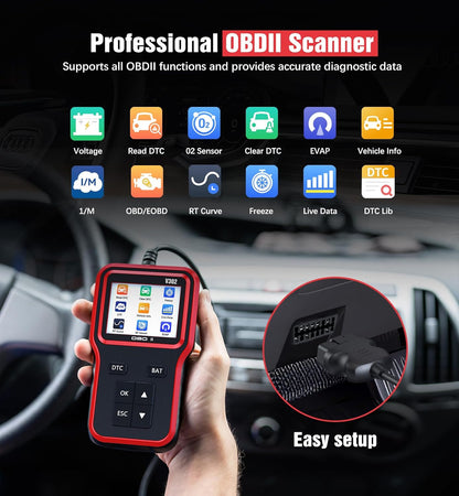UMEIJA OBD2 Scanner with Upgrade Battery Tester - Diagnostic Tool for Cars That Check Engine Light & Emissions Readiness Read and Clears Vehicle Error Codes for All OBD II Protocol Vehicles Since 1996