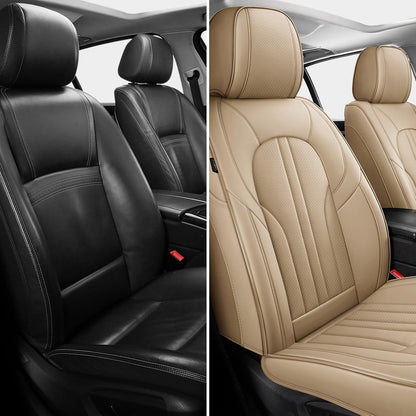 MINGBRON Car Seat Cover Full Set, Leather Car Seat Cover, Waterproof Seat Covers, Car Seat Cushion, Nappa Leather Seat Covers Car Seat Protector Universal Fit Most Cars Black