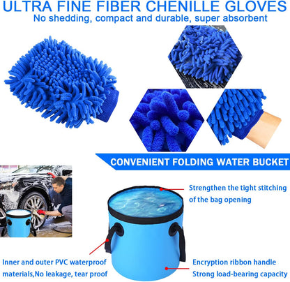 LIANXIN Car Wash Kit Car Wash Cleaning Kit with Car Wash Foam Gun Microfiber Sponge and Towels Tire Brush Built, Car Foam Gun, Car Cleaning Tool