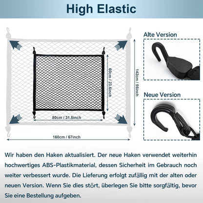 Elastic Cargo Net for SUV, Car Trunk Net Organizer with ABS Hook Storage Mesh Cargo Nets 27.5 x 19.6 inches for Truck Bed Tailgate Netting Accessories