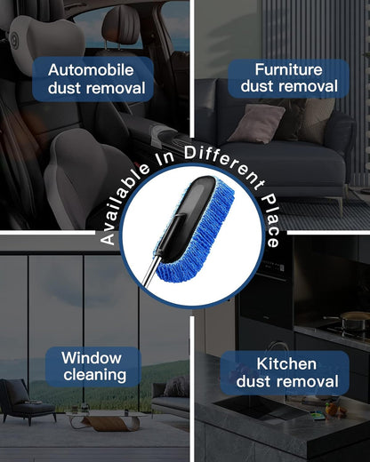 YeewayVeh Car Duster Exterior Scratch Free Microfiber Car Cleaning Brush, Extendable Handle Pollen and Dust Brush for Truck, SUV, Vehicles and Home Cleaning, Gray and Red