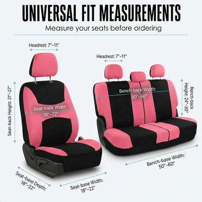 FH Group Full Set Cloth Car Seat Covers, Universal Fit Front and Split Bench Rear, Airbag Compatible, Washable for SUV, Sedan, Van - Black