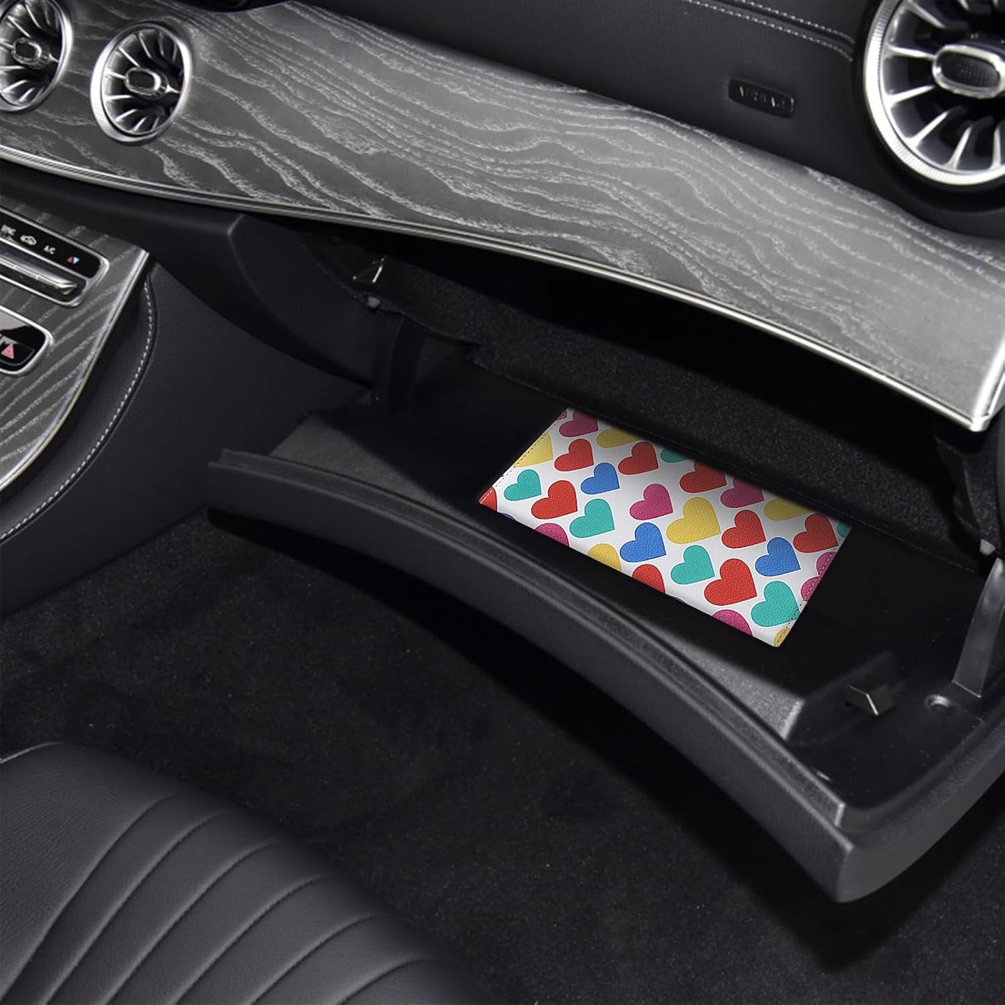 LumiMokki Premium Car Registration & Insurance Card Holder with Magnetic Shut, Vehicle Glove Box Car Organizer - For Documents, Cards, License (Black)