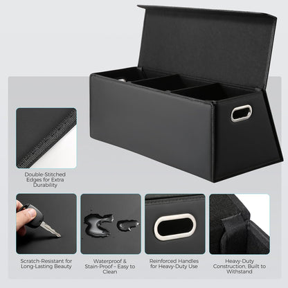 Fyzeoty Car Organizers for Trunk for Suv Sedan, Leather Storage Box,Magnetic Lid,Collapsible and Adjustable,16.5 inches