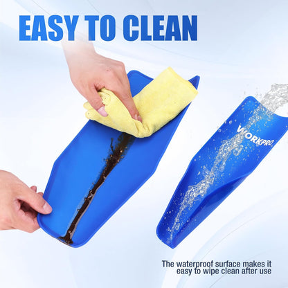 WORKPRO Flexible Oil Funnel for Automotive Use, Foldable Oil Drain Tool for Quick and Clean Oil Changes, Featuring a Thicker Silica Gel for Durability and Maintains Shape-Blue