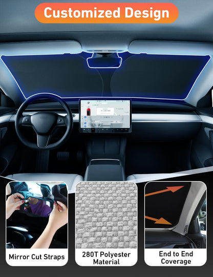 EcoNour Car Windshield Sun Shade | 2025 Upgraded Innovative No-Light-Pass Technology for Maximum Coverage | Foldable Sun Shade Keeps Your Vehicle Cool | Must-Have Car Accessories | Small (59" x 29") - Colors D