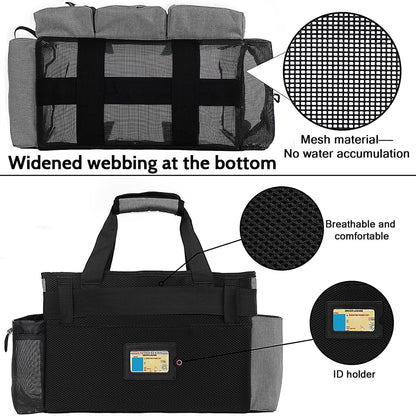 Large Cleaning Caddy Bag Built-in Sturdy Support Board, Cleaning Organizer with Detachable Divider, Cleaning Supply Tote with Adjustable Shoulder Strap&Waist Belt for Cleaners & Housekeeper