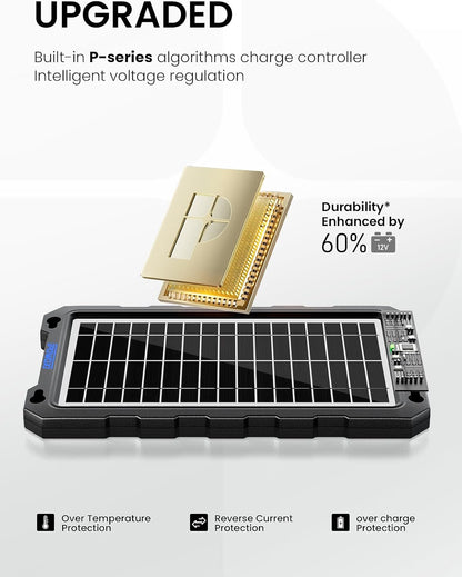 POWOXI Upgraded 7.5W-Solar-Battery-Trickle-Charger-Maintainer-12V Portable Waterproof Solar Panel Trickle Charging Kit for Car, Automotive, Motorcycle, Boat, Marine, RV,Trailer, Snowmobile, etc.