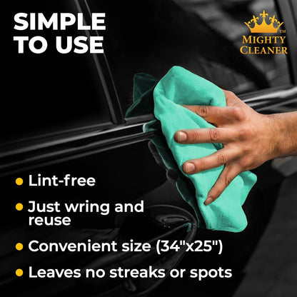 Premium XL Shammy Towel for Car - 2pk (34”x25”) - Super Absorbent Chamois Cloth - Spots & Scratch-Free - Reusable Car Drying Towels