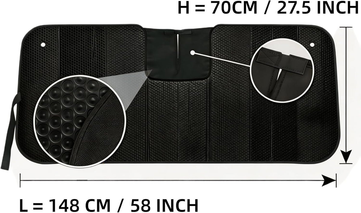 GWUSKDT Car Sun Shade, Sun Protector,Foldable Front Window Shade-Thicken 5-Layer Bubble for Auto Windshield UV Protection and Heat Reflector 58"x 27.5" (Blue)