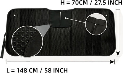 GWUSKDT Car Sun Shade, Sun Protector,Foldable Front Window Shade-Thicken 5-Layer Bubble for Auto Windshield UV Protection and Heat Reflector 58"x 27.5" (Blue)