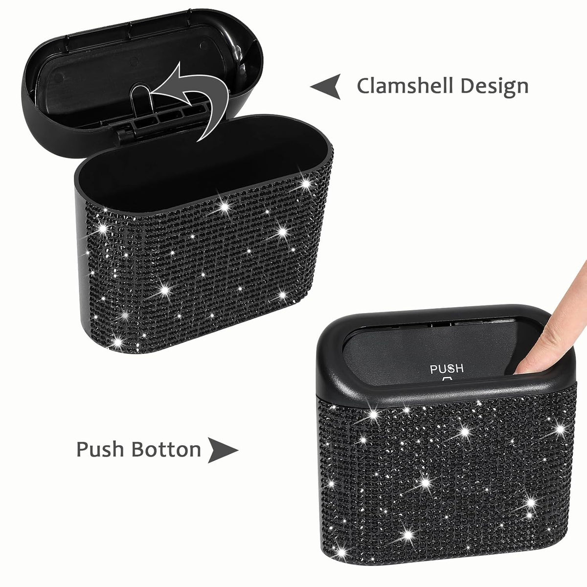 Accmor Car Trash Can with Lid, Leakproof Vehicle Garbage Organizer Holder Bin with 60 Pcs Trash Bags, Mini Auto Dustbin Interior Accessories Storage Container for SUV, Office, Home