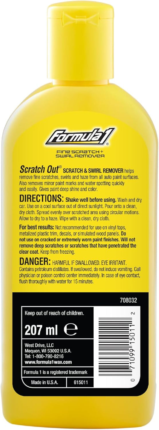 Formula 1 Scratch Out Liquid - Car Scratch Remover and Polishing Compound for Light Scratches, Hazy Paint and Swirl Marks (7 oz.)