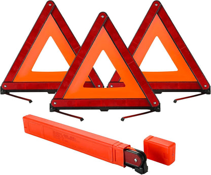NYXOVA Warning Triangle Kit, Reflective Warning Road Safety Triangle Kit, Foldable Safety Triangle Kit Road Emergency Warning Reflector (3 Pack)